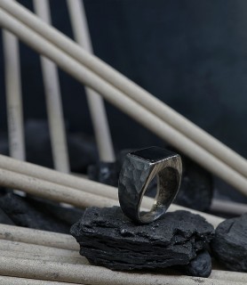 Bague argent et onyx