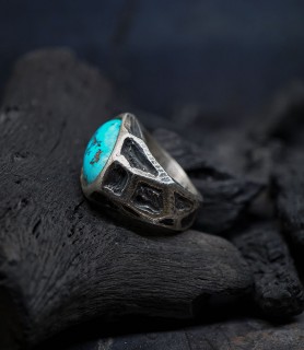 Bague turquoise et argent massif création Anthony Barrouyer