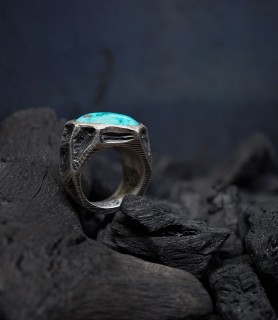 Bague turquoise et argent massif création Anthony Barrouyer